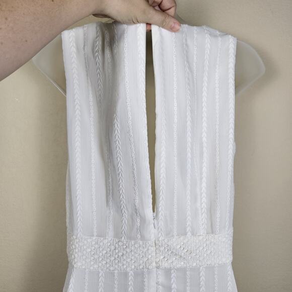 Neiman Marcus Crochet Embroidered Maxi Dress Tiered Boho Cottage White Beach 10 - Picture 6 of 16